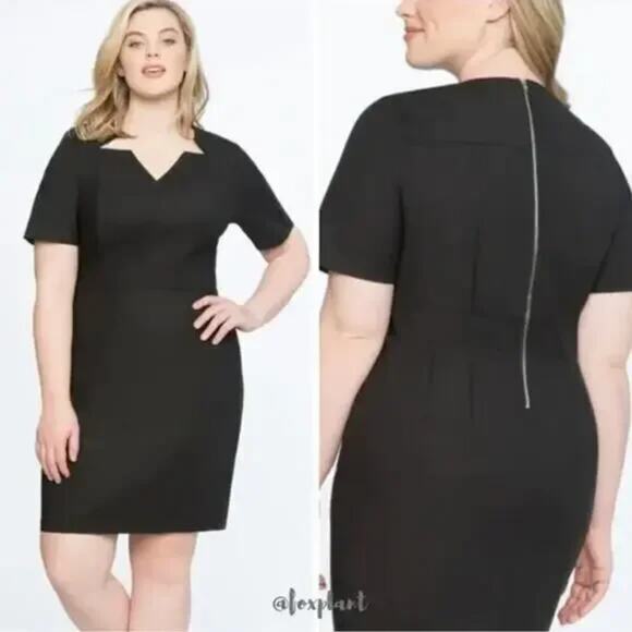 New! Eloquii Sheath Dress with Cut Out star Neckline exposed zipper, size 22 - Picture 1 of 16
